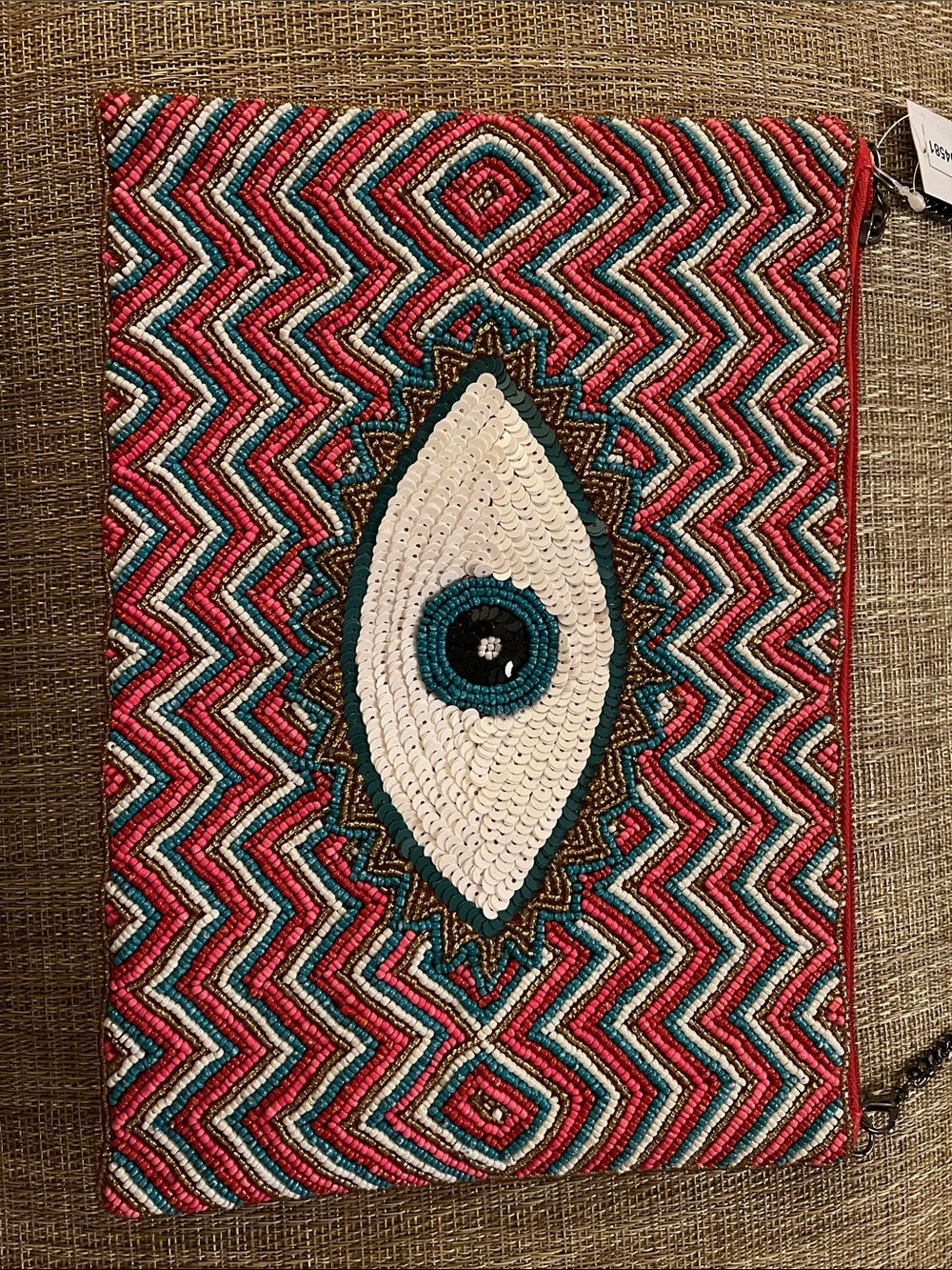 Handmade Evil Eye Beaded Clutch Purse | Sequin Crossbody Bag | Boho Statement Ev